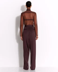 Alex Perry Bow Shirt in Fine Mesh