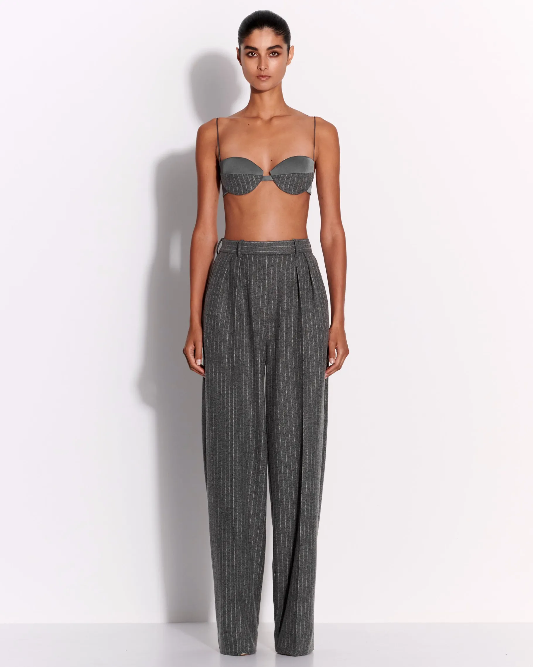 Alex Perry Bra Top in Wool Pinstripe