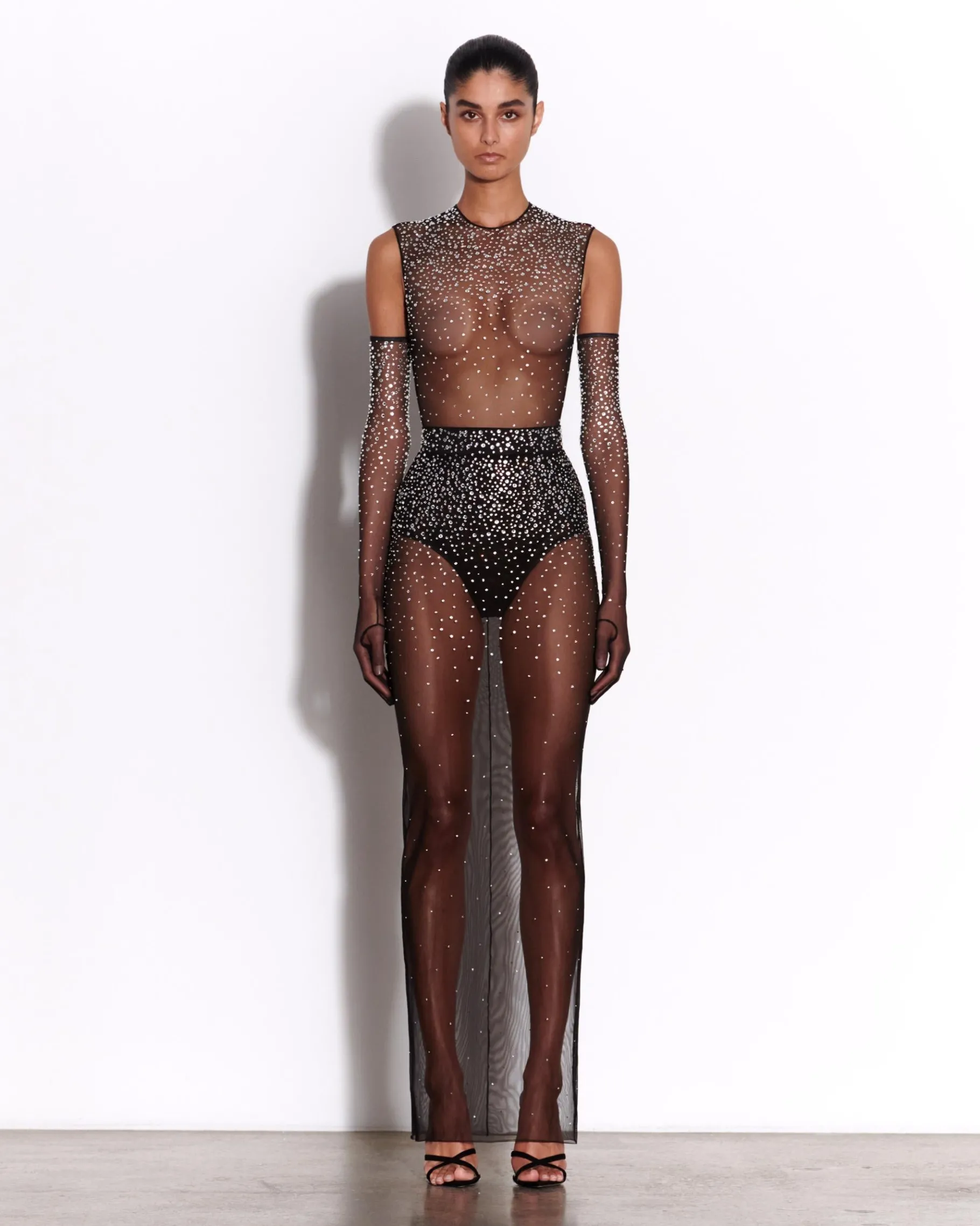 Alex Perry Column Skirt in Crystal Mesh