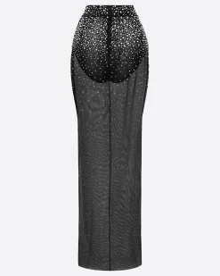 Alex Perry Column Skirt in Crystal Mesh