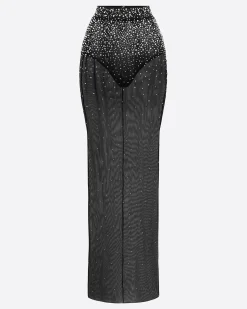 Alex Perry Column Skirt in Crystal Mesh