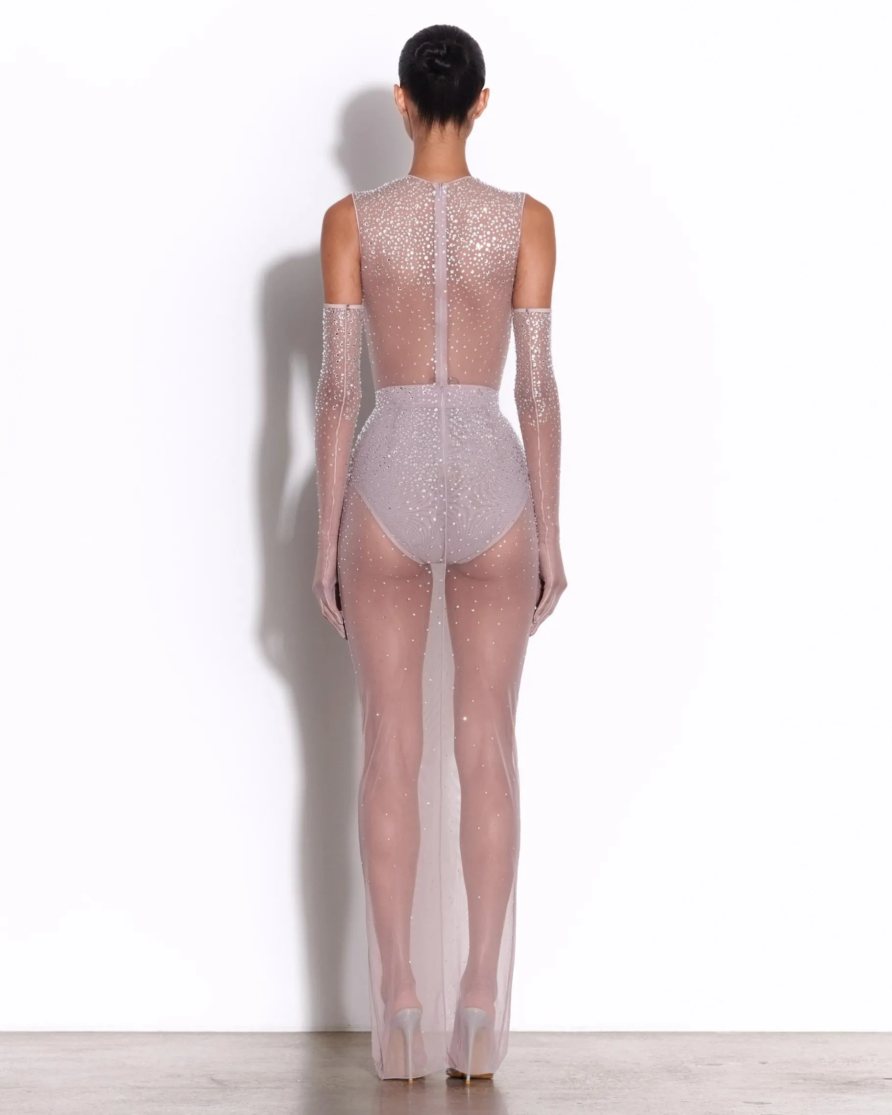 Alex Perry Column Skirt in Crystal Mesh