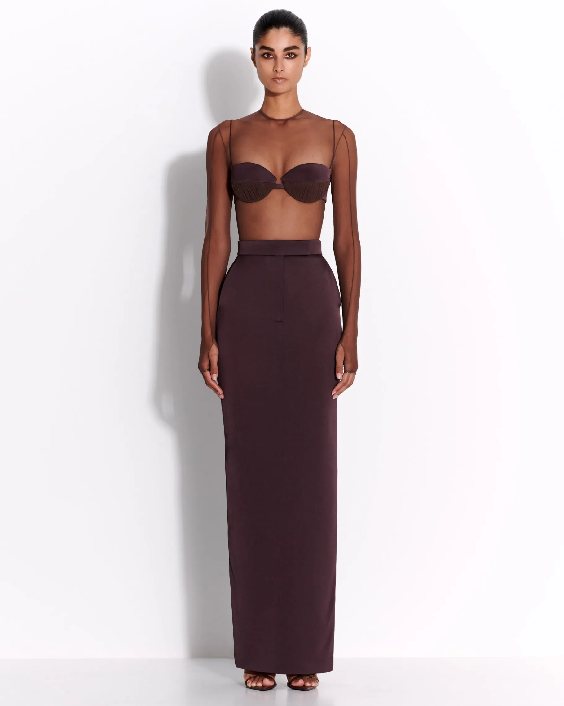 Alex Perry Column Skirt in Satin Crepe