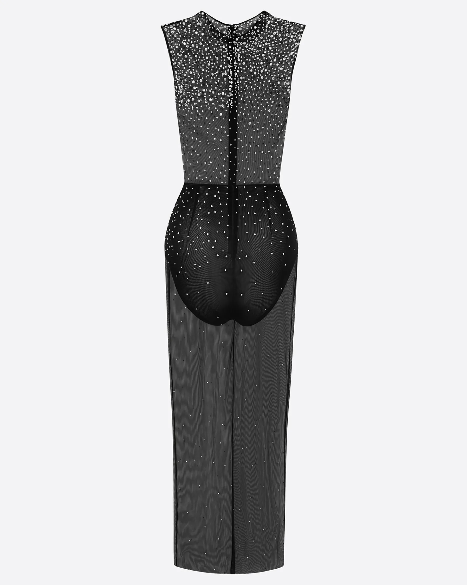 Alex Perry Crew Column in Crystal Mesh