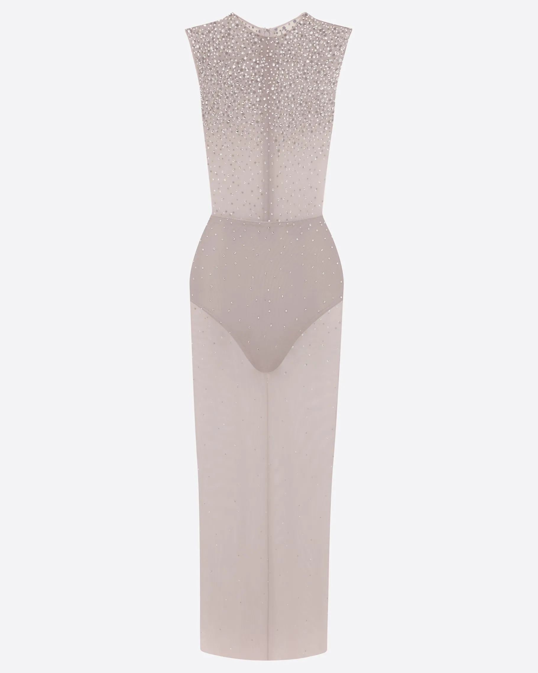 Alex Perry Crew Column in Crystal Mesh