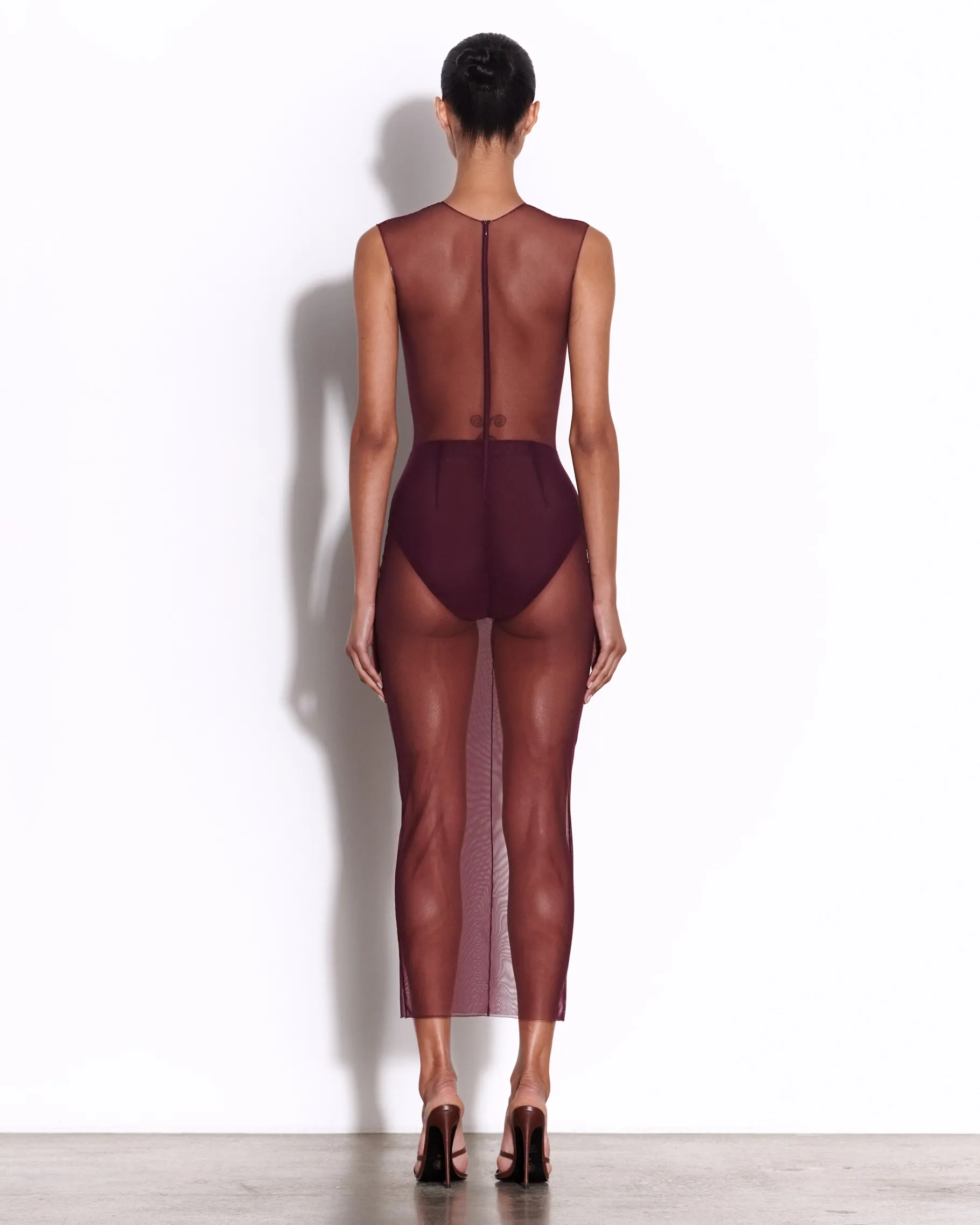 Alex Perry Crew Column in Fine Mesh