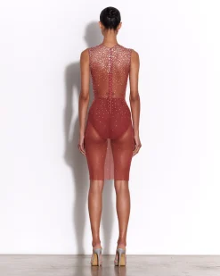 Alex Perry Crew Dress in Crystal Mesh