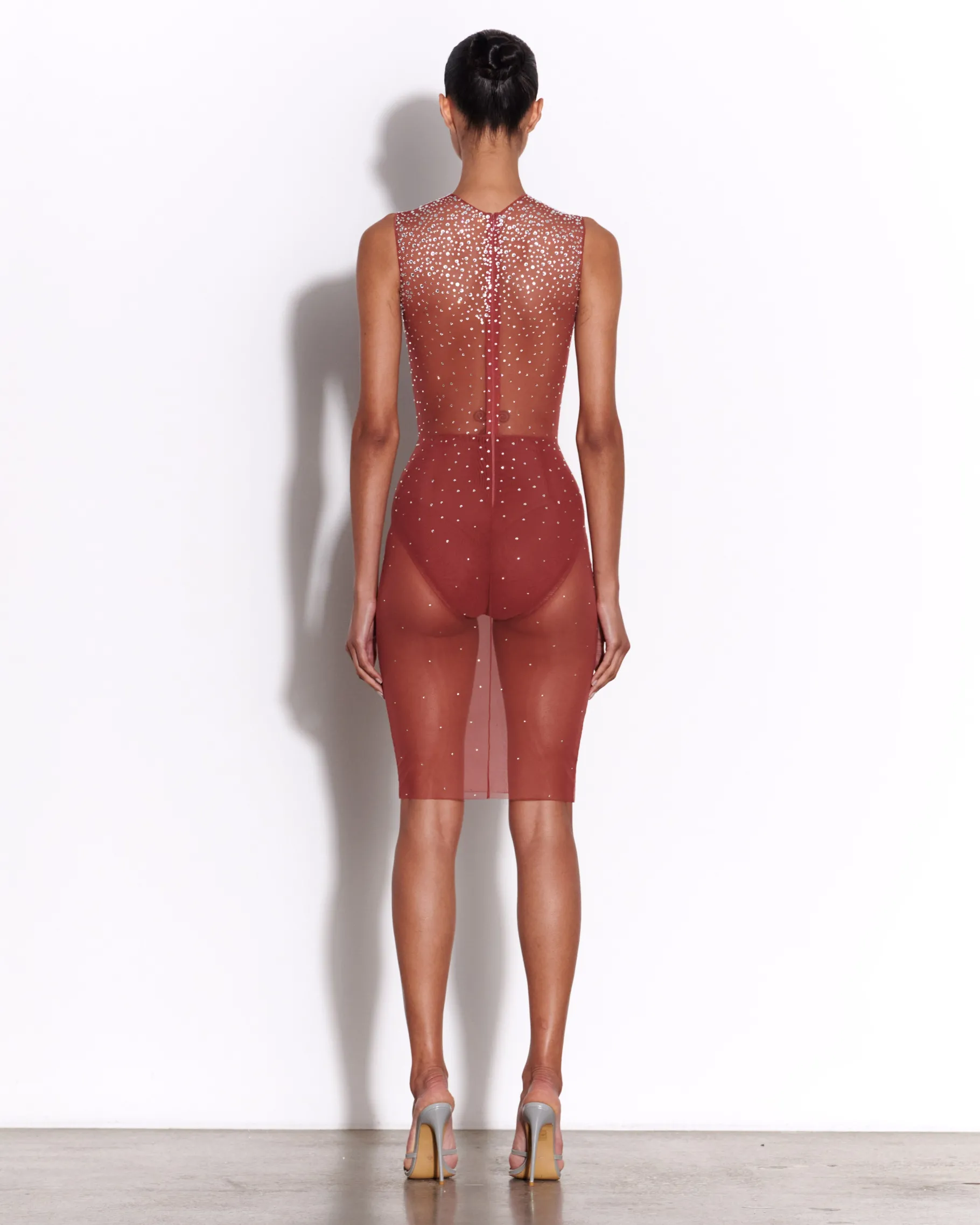 Alex Perry Crew Dress in Crystal Mesh