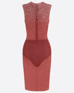 Alex Perry Crew Dress in Crystal Mesh