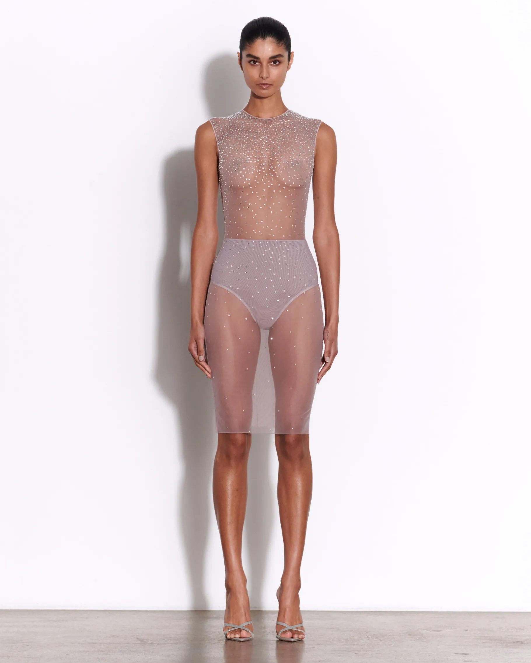 Alex Perry Crew Dress in Crystal Mesh