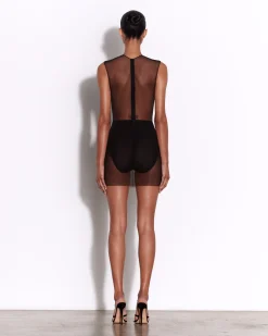 Alex Perry Crew Mini Dress in Fine Mesh