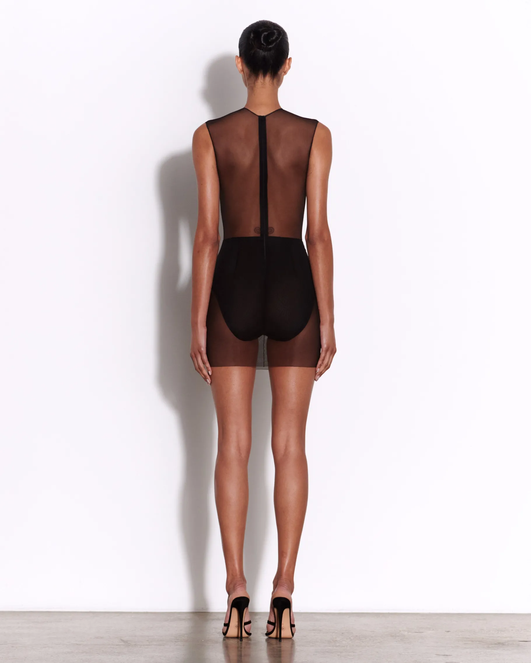 Alex Perry Crew Mini Dress in Fine Mesh