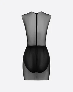 Alex Perry Crew Mini Dress in Fine Mesh