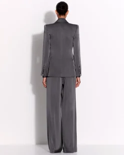 Alex Perry Double Breasted Fitted Blazer in Satin Crepe