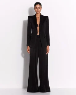 Alex Perry Double Breasted Fitted Blazer in Satin Crepe