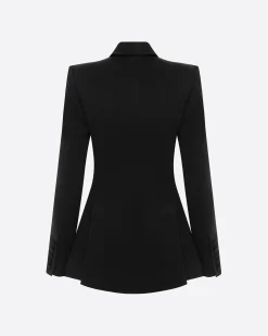 Alex Perry Double Breasted Fitted Blazer in Satin Crepe