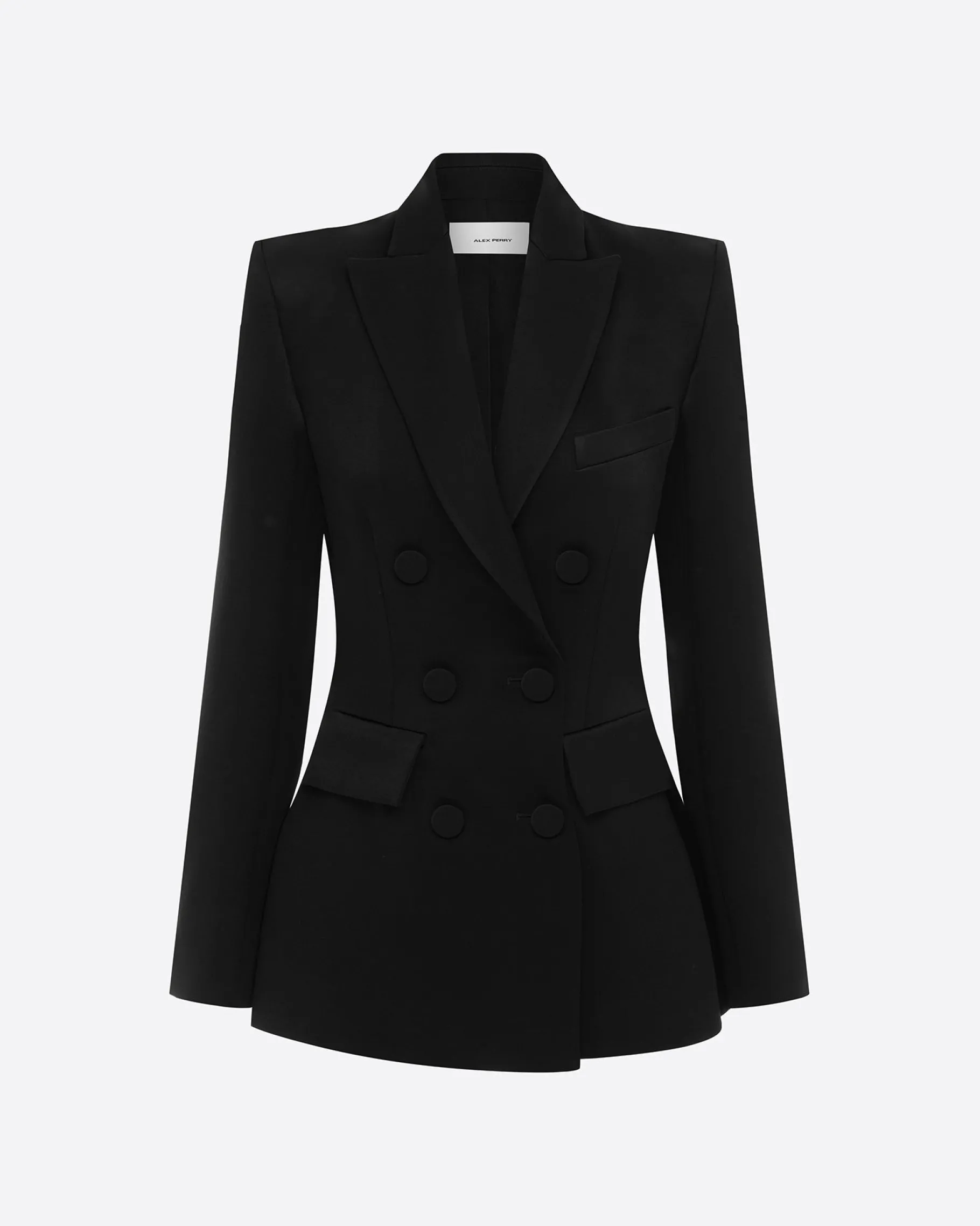 Alex Perry Double Breasted Fitted Blazer in Satin Crepe