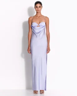 Alex Perry Drape Cut Out Column in Satin Crepe