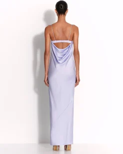 Alex Perry Drape Cut Out Column in Satin Crepe