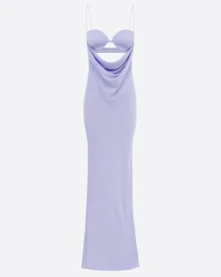Alex Perry Drape Cut Out Column in Satin Crepe