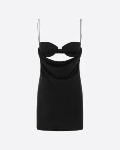 Alex Perry Drape Cut Out Mini Dress in Satin Crepe
