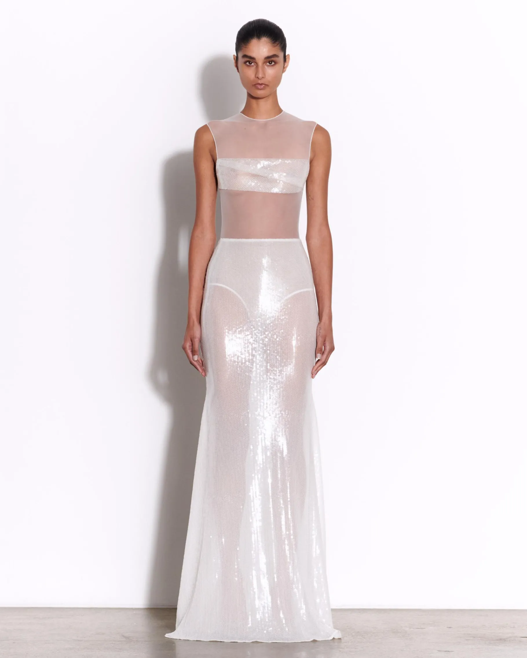 Alex Perry Drape Gown in Fine Mesh and Sequin