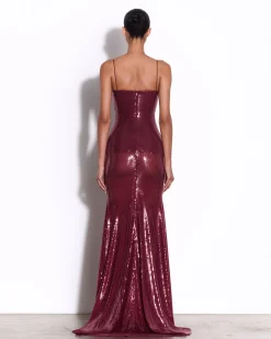 Alex Perry Draped Longline Corset Gown in Sequin