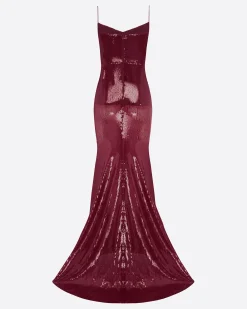 Alex Perry Draped Longline Corset Gown in Sequin