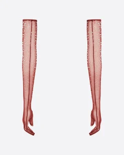 Alex Perry Gloves in Crystal Mesh