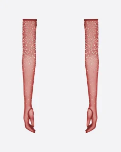 Alex Perry Gloves in Crystal Mesh