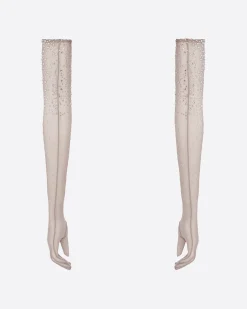 Alex Perry Gloves in Crystal Mesh