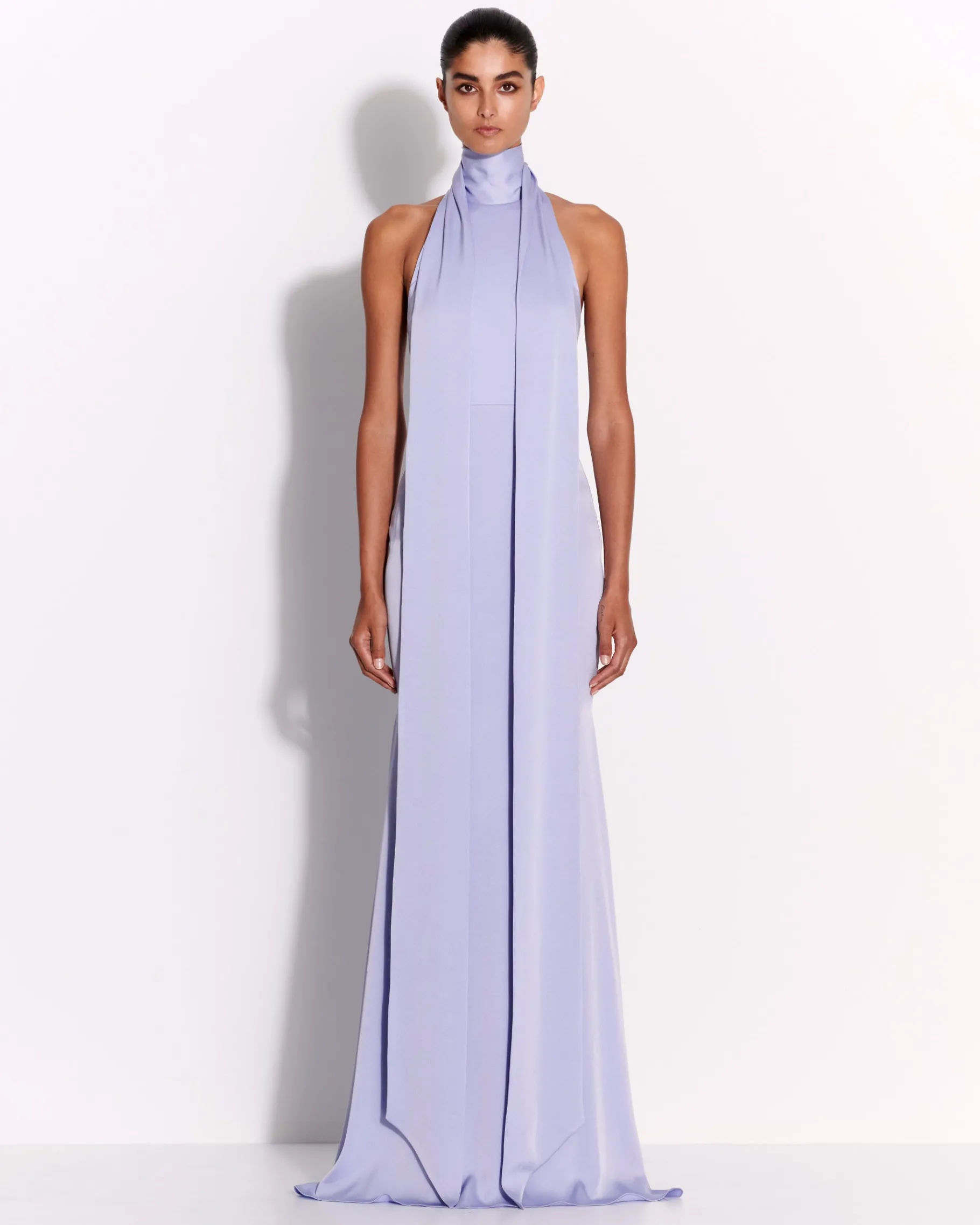 Alex Perry Halter Scarf Gown in Satin Crepe