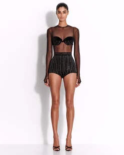 Alex Perry Hot Pant in Crystal Velvet