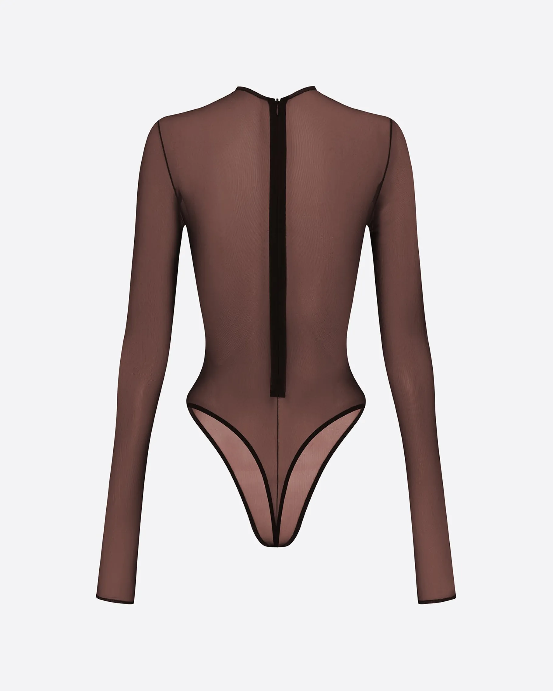 Alex Perry Long Sleeve Bodysuit in Fine Mesh