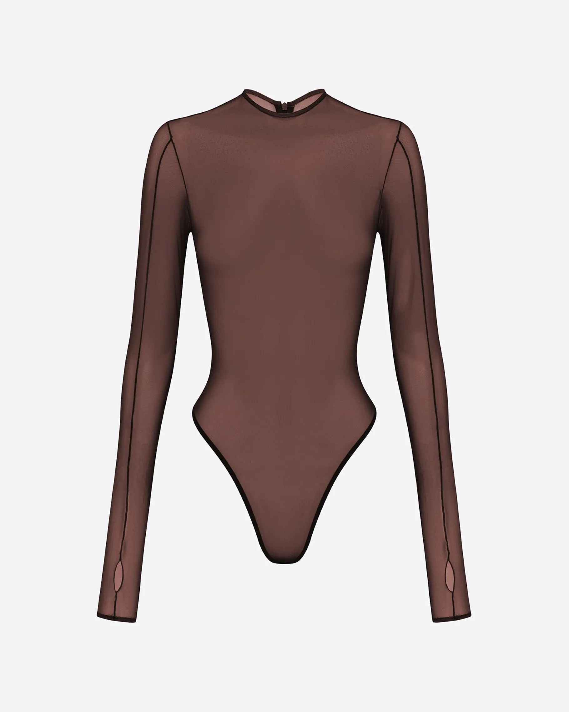 Alex Perry Long Sleeve Bodysuit in Fine Mesh