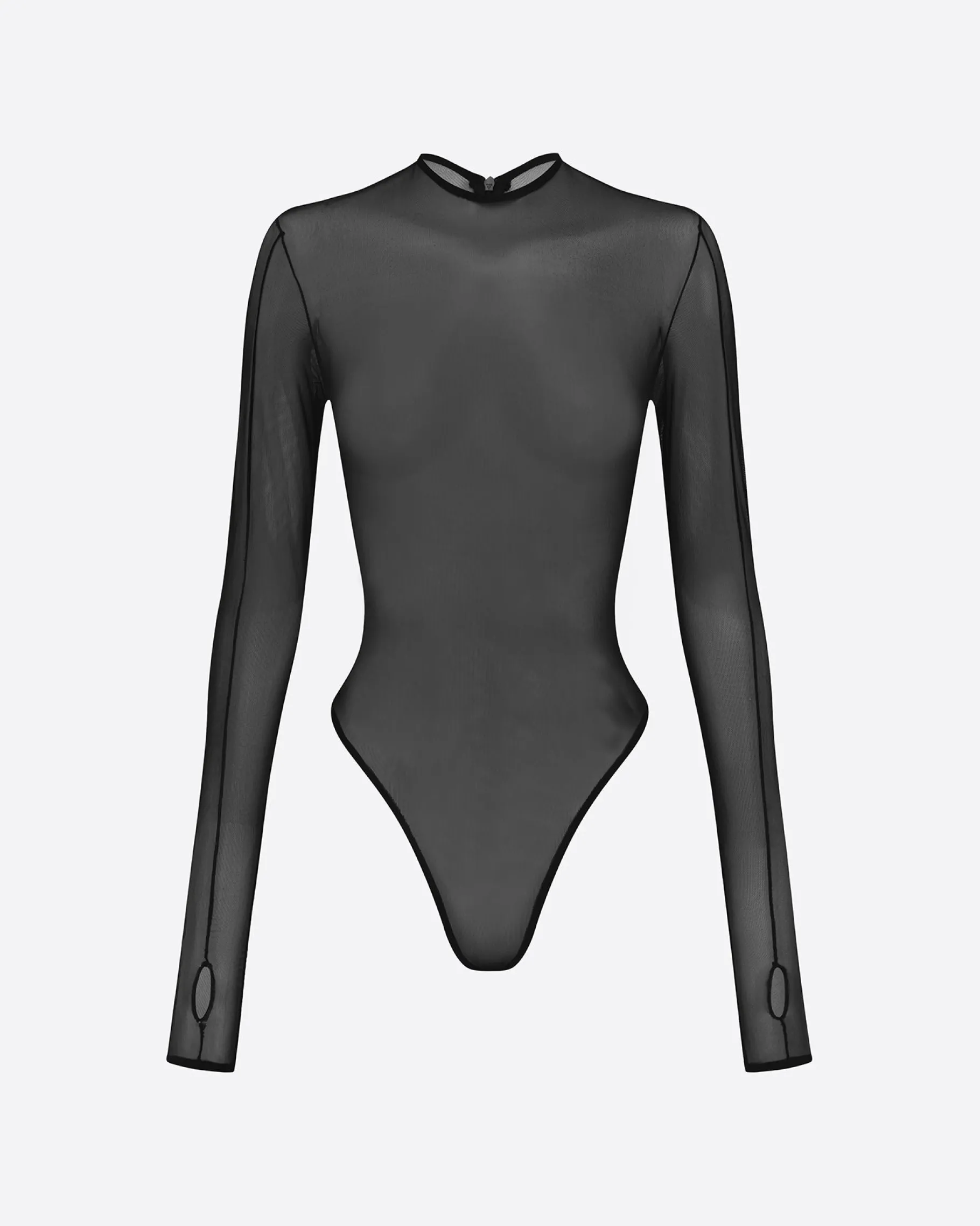 Alex Perry Long Sleeve Bodysuit in Fine Mesh