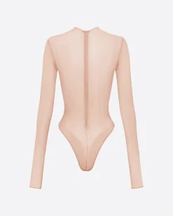 Alex Perry Long Sleeve Bodysuit in Fine Mesh