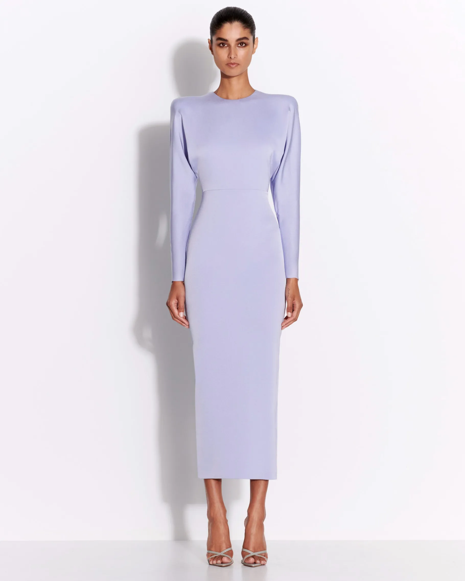 Alex Perry Long Sleeve Dress in Satin Crepe