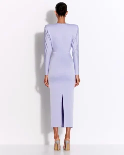 Alex Perry Long Sleeve Dress in Satin Crepe