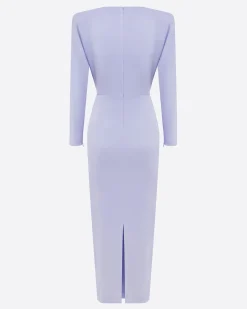 Alex Perry Long Sleeve Dress in Satin Crepe