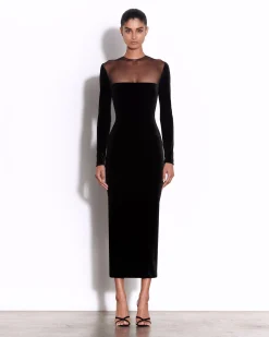 Alex Perry Long Sleeve Dress in Velvet