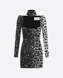 Alex Perry Long Sleeve Mini Dress in Printed Velvet