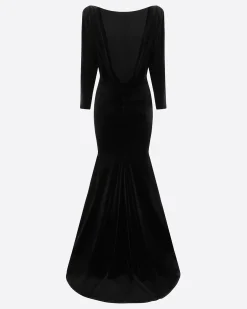 Alex Perry Long Sleeve Open Back Gown in Velvet
