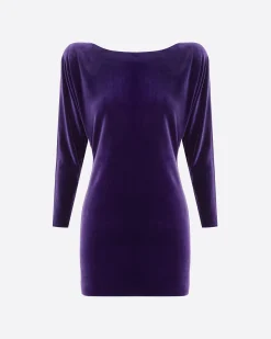 Alex Perry Long Sleeve Open Back Mini Dress in Velvet