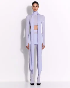 Alex Perry Long Sleeve Scarf Crop Top in Crystal Jersey