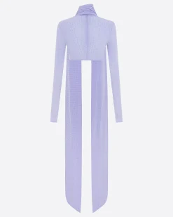 Alex Perry Long Sleeve Scarf Crop Top in Crystal Jersey