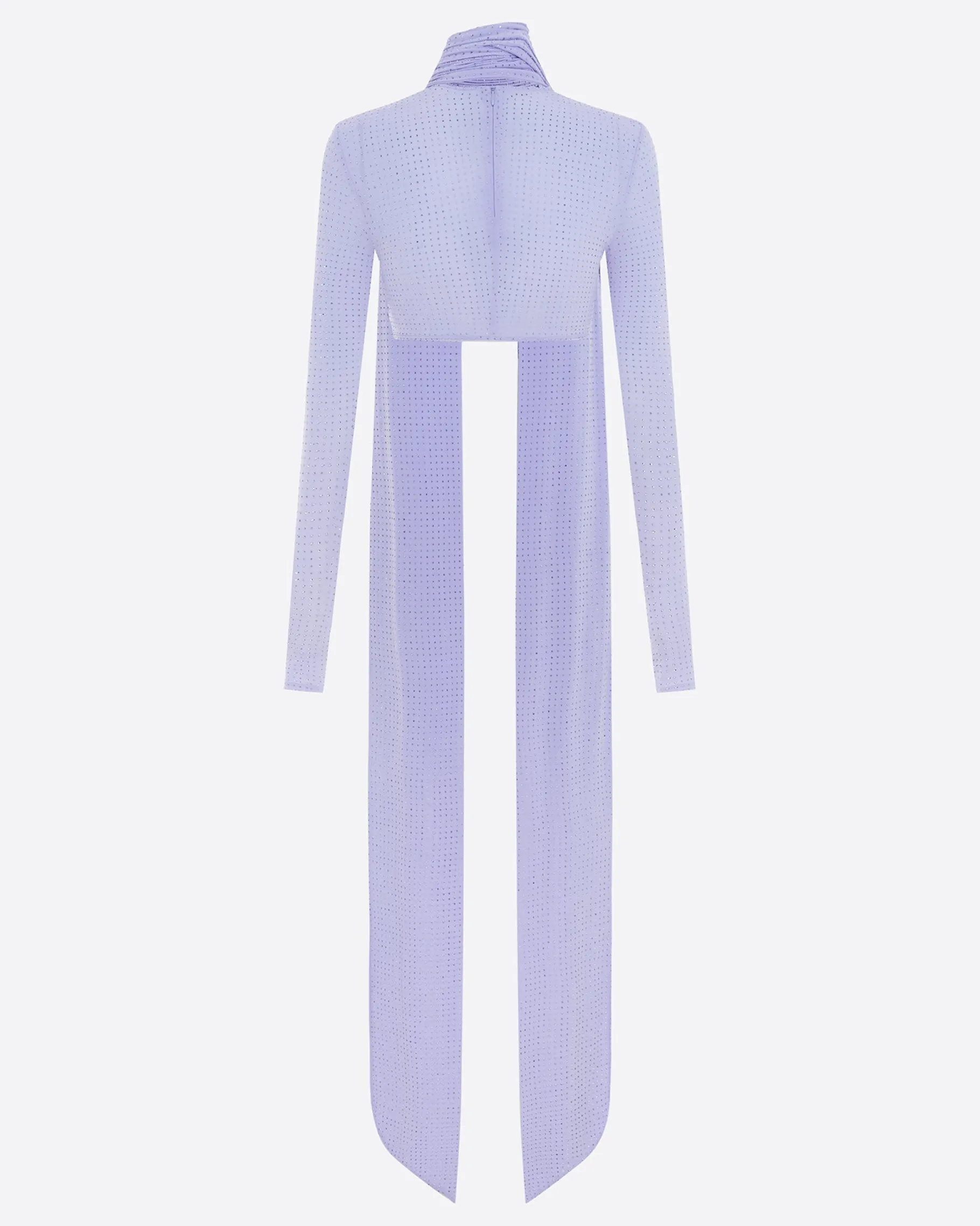 Alex Perry Long Sleeve Scarf Crop Top in Crystal Jersey