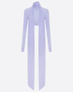 Alex Perry Long Sleeve Scarf Crop Top in Crystal Jersey