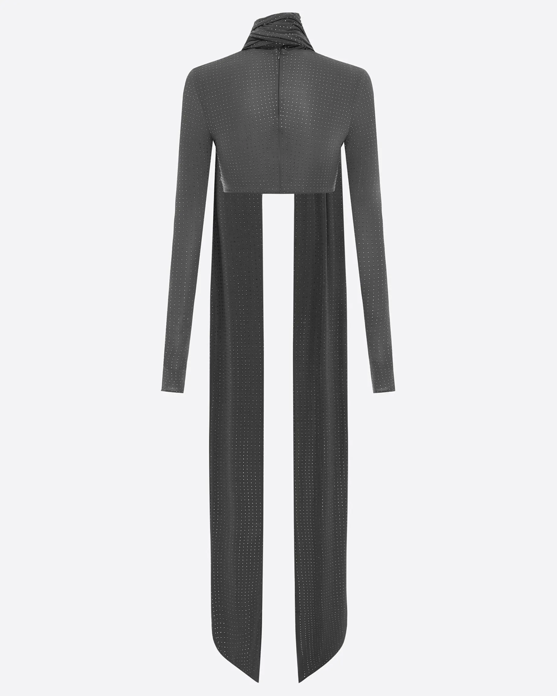 Alex Perry Long Sleeve Scarf Crop Top in Crystal Jersey