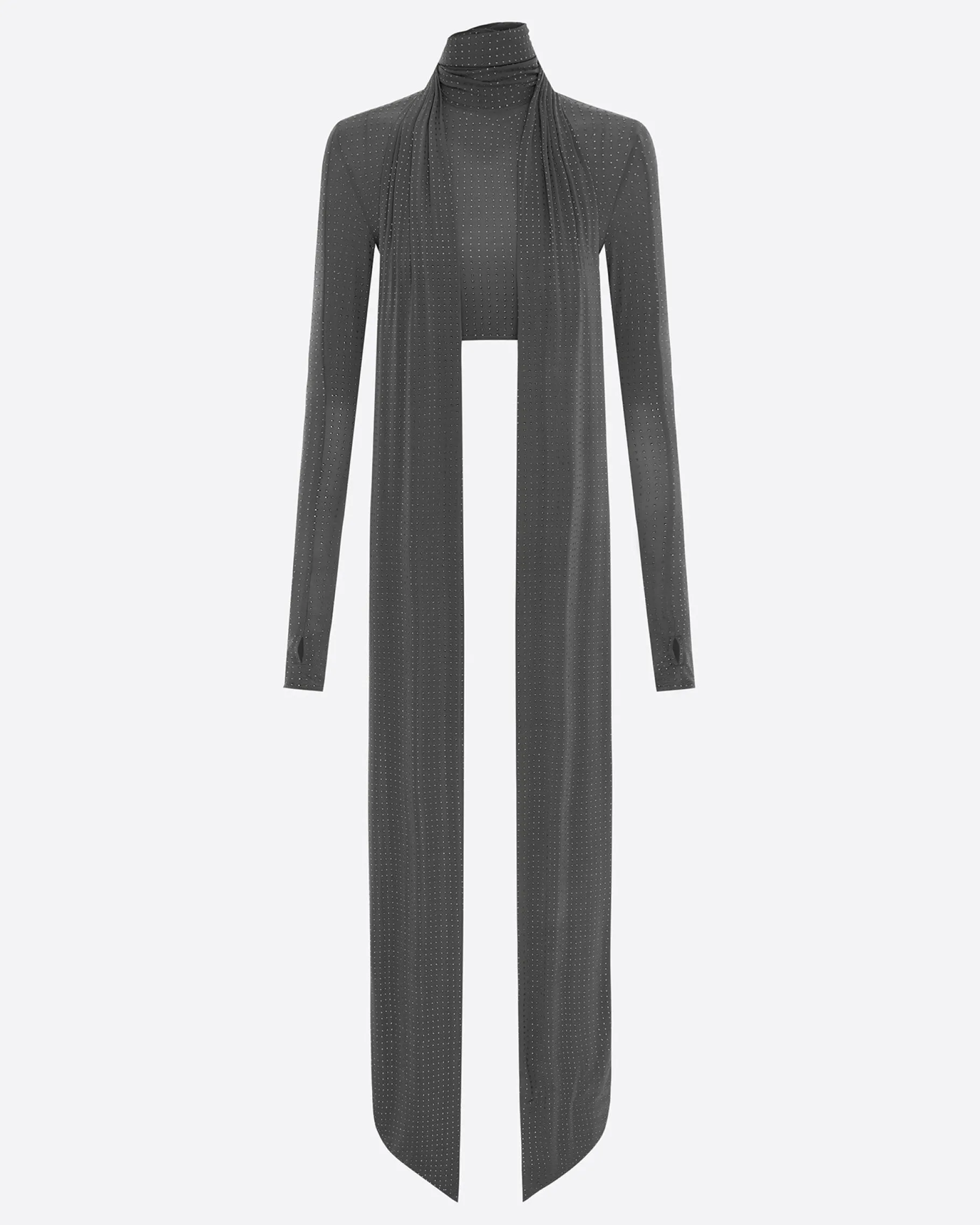 Alex Perry Long Sleeve Scarf Crop Top in Crystal Jersey